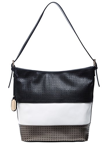 Authentic BRANGIO (Italy) Three Tone Circle Laser Cut Shoulder Bag: TJ4106-BK