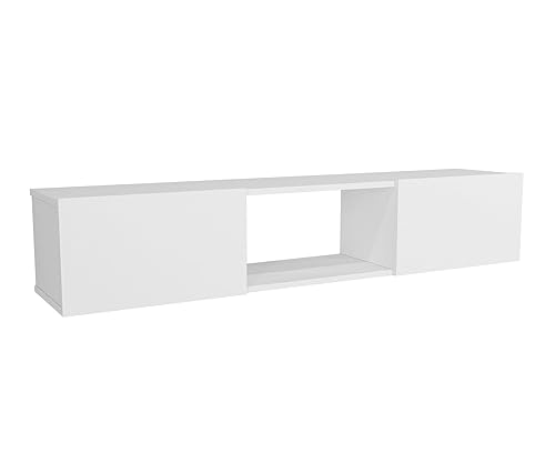 DORPEK Segment TV Stand White, Floating Unit for TVs up to 65
