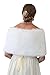 Tion Design Women's Bridal Shawl Fur Wrap One Size, White Free Brooch