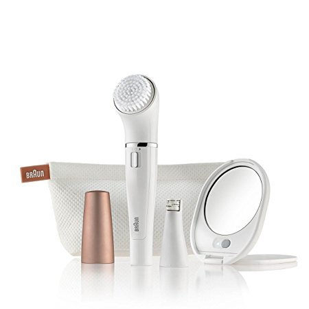 Braun Face 831 Beauty Edition - Facial Cleansing Brush with Micro-Oscillations & Facial Epilator - Including a Lighted Mirror and Beauty Pouch