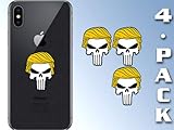American Vinyl 4-Pack Small Punisher with Trump Hair Stickers (Cell Laptop pro Donald Military)