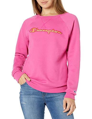 women's champion applique fleece crewneck sweatshirt