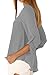 OMZIN Womens Tunics Tops, Notch Neck Cuffed Sleeve Blouses Shirt Tunic Gray XL