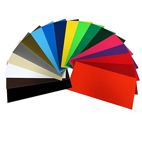 Craft E Vinyl - 12" x 24" - 20 Sheets Assorted Matte Colors of Removable Adhesive Backed Vinyl for Cricut Cutters, CraftROBO Cutters, Pazzles Cutters, QuicKutz Cutters - CEV2301