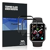 Apple Watch Series 4 44mm Screen Protector, TopACE 9H Hardness Full Coverage Bubble Free Tempered Glass 0.3mm Film for Apple Watch Series 4 44mm (Black)