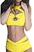Prograce Women's Sexy Criss Cross High Waist Bandage 2PCS Bikini Set Swimsuit (L, Yellow)