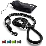 SparklyPets Heavy Duty Rope Bungee Leash for Large and Medium Dogs with Anti-Pull for Shock Absorption - No Slip Reflective Leash for Outside (Black)