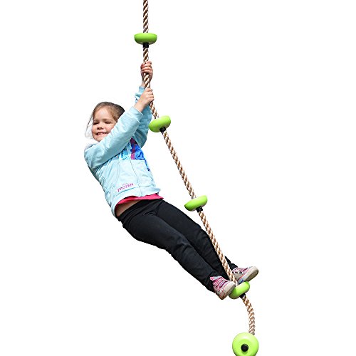 HAPPY PIE PLAY&ADVENTURE Kids Five Knotted Platforms Climbing Rope for Playground Sets / Tree House Exercise Toy - Green