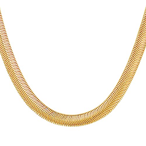 DEARMAY 14K Gold Necklaces for Women, Dainty Gold Herringbone Choker Necklace for Women Thin Layered Chunky Snake Chain Necklaces Jewelry for Teen Gifts