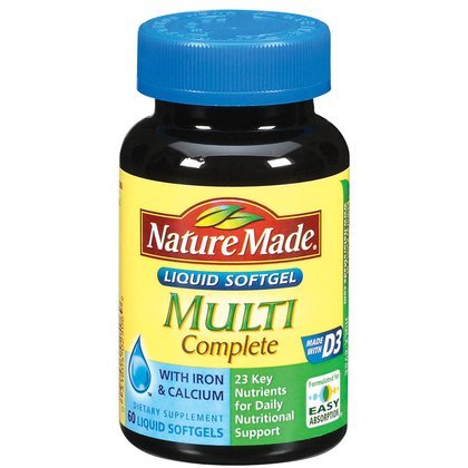 Nature Made Multi-Complete with D3, Iron & Calcium, Liquid Softgels, 60-Count Nature Made Multi-Complete with D3, Iron & Calcium, Liquid Softgels, 60-Count