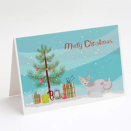 Caroline's Treasures CK4655GCA7P Minskin Cat Merry Christmas Greeting Cards and…