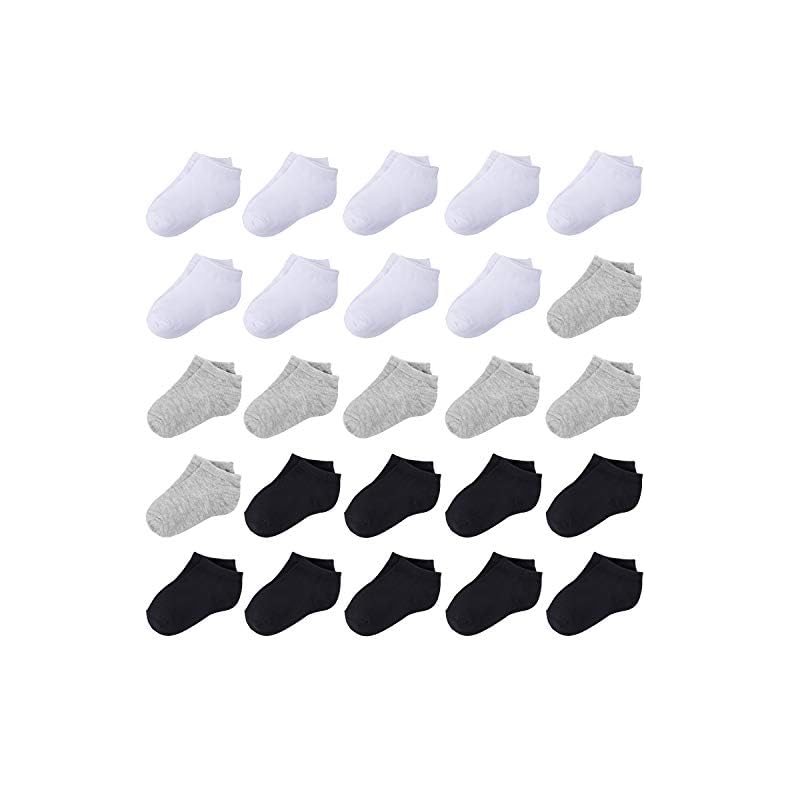 Duufin 25 Pairs Toddler Ankle Socks Low Cut Kids Half Cushion Socks Low Rise Ankle Socks for Boys and Girls