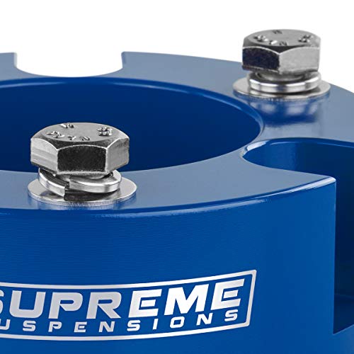 Supreme Suspensions - Toyota Tacoma Leveling Kit 2.5" Front Lift Aircraft Billet Strut Spacers (Blue)