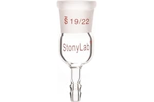 StonyLab Glass Straight Inlet Adapter with 19/22 Female Glass Joint Outer Joint and 8mm ID 12mm OD Hose Connection Lab Glassware