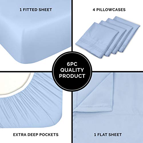 California King Size Sheet Set 6 Piece Set Hotel Luxury Bed Sheets