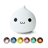 Kids Night Light EMDMAK Silicone Night Lamp Battery Operated with 7-Color Mood Light, Sensitive Tap Control for Baby Kids Adults (White) (Light A)