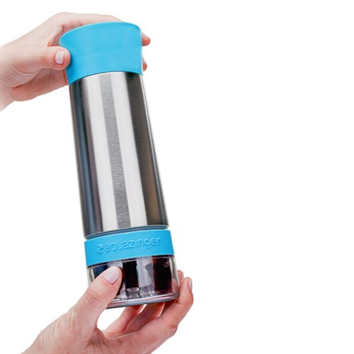 Aqua Zinger by Zing Anything, Stainless Steel Infuser Bottle, Double Wall Insulate Reusable Water Bottle, Citrus Infusion, Active Infusion, Food Grade 18/8 Stainless Steel, Hydration, 20 oz., Blue Home & Kitchen, Kitchen & Dining, Dining & Entertaining, Glassware & Drinkware, Tumblers