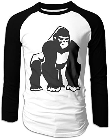 Mens Silverback Gorilla Graphic Fashion Handsome Long Sleeve Raglan Baseball T Shirt Tee Shirts