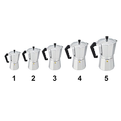 Italian Espresso Coffee Maker Tool - 1/3/6/9/12 Cup Stove Top Coffee Pot with Cool Handle Flip Top Lid for Home Office Coffee Tea Tools(600ml,silver and black)