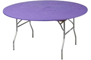 Kwik-Covers 60" Round Fitted Plastic Table Covers, Bundle of 5 (Purple)