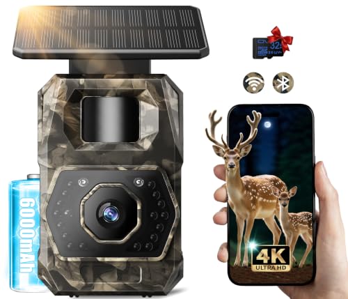 MAXDONE Wildkamera 4K 64MP WLAN Solar Wildkameras mit Handyübertragung App