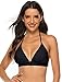 COLO Women Triangle Bikini Top Push up Padded V-Neck Lace-up Basic Swimsuit Top, Black(band Tie), Small