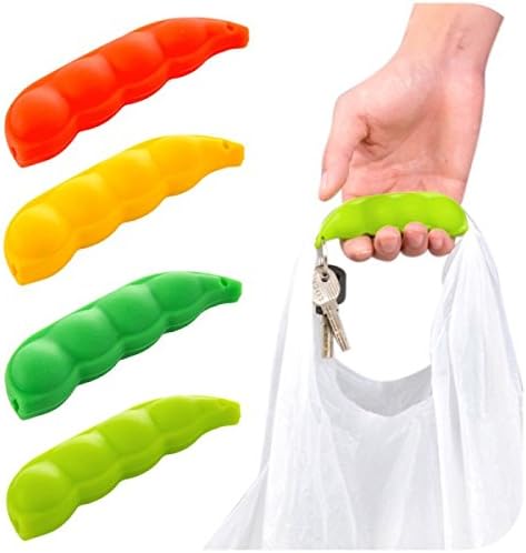 Portable Pea Shaped Silicone Food Carrying Handle Shopping Bag Easy Lifting Tool-Color Random