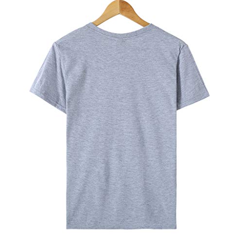 FakMe Short Sleeve T Shirt for Women, Summer Letter Printed Round Neck Top Tunics Casual Blouse (S, Gray)