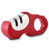 Latest Knife Sharpener - Keep All Your Kitchen Knives Razor Sharp With The Best Rated Stainless Steel Sharpener - Compact For Easy Storage - Non Slip Base & Ergonomic Handle For Stability & Control