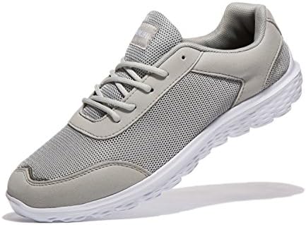 NEWLUHU Mens Running Shoes Lightweight Breathable Outdoor Athletic Lace-Up Casual Fashion Sneakers Mesh Soft Sole (11US/45EU, Grey)