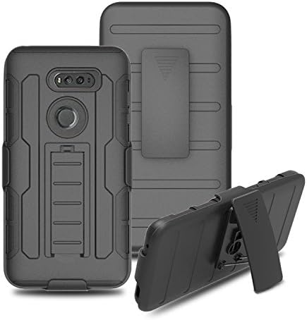 LG V30 Case, Dual Layer Hybrid Cover for LG V30 Plus Impact Heavy Duty Defender Holster Rugged Armor Shockproof with Swivel Belt Clip and Kickstand Full Body(Black)