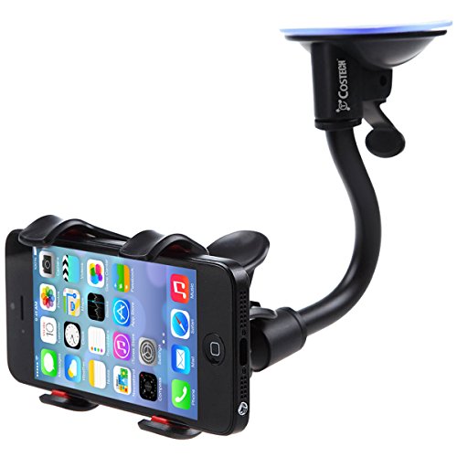 Car Mount, Costech Soft Tube Universal Windshield Dashboard GPS Stand Bracket Holder Clamp for iPhone,Samsung Galaxy,Other 3.5-6.3In Smart Phone (1 Pack)