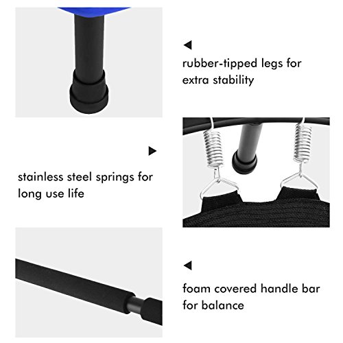 Hurbo 40-Inch Fitness Exercise Trampoline Foldable Rebounder Trampoline Indoor Mini Trampoline for Adults or Kids Max. Load 135KG Stretch Jump Mat (Blue) - Thumbnail 5