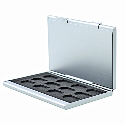 Foto&Tech Silver Aluminum Memory Card Carrying Case 24 Slots for Micro SDHC Card Lexar SanDIsk Kingston Sony Samsung