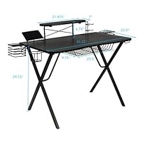 Atlantic Gaming Original Gaming-Desk Pro - Curved-Front, 10 Games, Controller, Headphone & Speaker Storage, 40.25"x23.5" Curved Front Desktop, Enhanced Larger Design