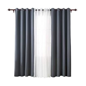 Deconovo Lot De 2 Rideaux Occultants Isolant Thermique Rideaux à Oeillets Pour Enfant En Chambre Salon 117x138cm Rouge Plus Lot De 2 Rideaux Voilages