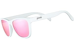 goodr Au Revoir, Gopher Polarized Sunglasses, Medium Sized (OG), White Solid Frame with Rose High Contrast Lenses, UV400 Prot