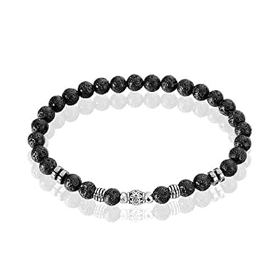You.Me.We. - Herrenarmband mit schwarzen Perlen und Edelstahl - 21 cm - Herrenschmuck