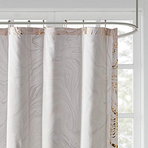 Intelligent Design Rebecca Fabric Shower Curtain Metallic Marble Design