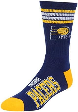NBA 4 Stripe Deuce Socks - Men’s Large (fits 10-13) 10 Teams Available (Indiana Pacers)