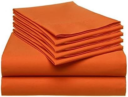 Premium Bedding - 400 Thread Count Bedspread 100% Cotton Hotal Collections 4 Piece Sheet Set Sateen Weave Deep Pocket Breathable Bedding Set King Orange