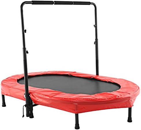 Foldable Mini Rebounder Trampoline with Adjustable Handle Bar for Kids or Parent-Child (US Stock)