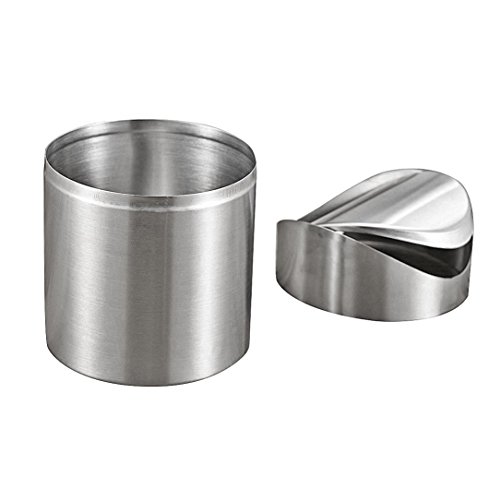 LOVEINUSA Mini Table Trash Can Recycling Brushed Stainless Steel Wave Cover Counter Top Garbage Bin