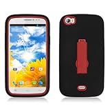 Aimo Wireless Progressive Guerilla Armor Case with Built-in Kickstand for BLU Life View L110a - Retail Packaging - Red/Black