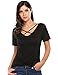 Halife Womens Sexy Criss Cross Front Long /Short Sleeve Open Back T Shirts Casual Tops Tees