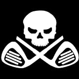Golf Clubs Skull and Crossbones Vinyl Decal Sticker|Cars Trucks Vans Walls Laptops|WHITE|5.5 In|KCD559