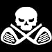 Keen Golf Clubs Skull and Crossbones Vinyl Decal Sticker|Cars Trucks Vans Walls Laptops|White|5.5 in|KCD559