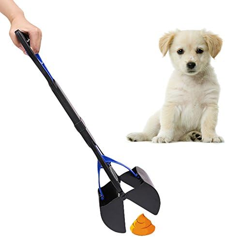 Pooper Scooper,Complete Poo Pack,Perfect for Small,Medium,Large,XL Pets-Best Long Handle Scoop-Portable and Heavy Duty with Jaw Claw Bin-Great in Grass