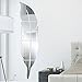 Coohole Removable Feather Mirror Wall Stickers Decal Art Vinyl Home Room Decoration DIY, Silver