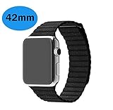 POAO Watch Band For Apple 42mm Loop with Magnet Lock Strap Replacement Band for Apple Watch 42mm All Models No Buckle Needed(Black)
